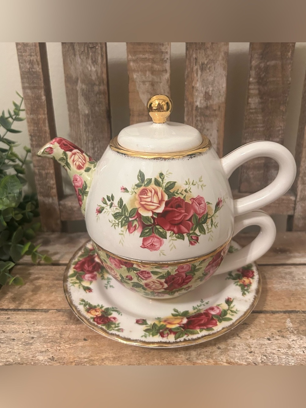 Vintage Royal Albert Old Country Roses Tea For One 3 Piece Set